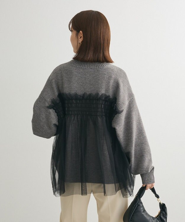 Green Parks ・ＡＮＤＳＥＡＲＣＨ　チュールレイヤードニット Charcoal Gray
