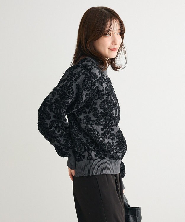 Green Parks ・ｓｗｉｎｇ　ｂｙ　アラベスクジャカードニット Charcoal Gray