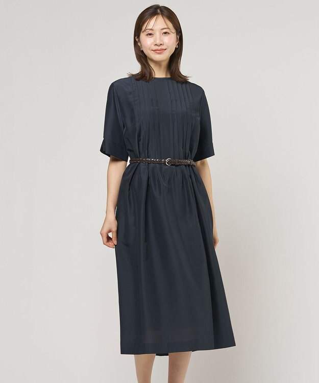 J.PRESS LADIES L エアリースパンボイル ワンピース ネイビー系
