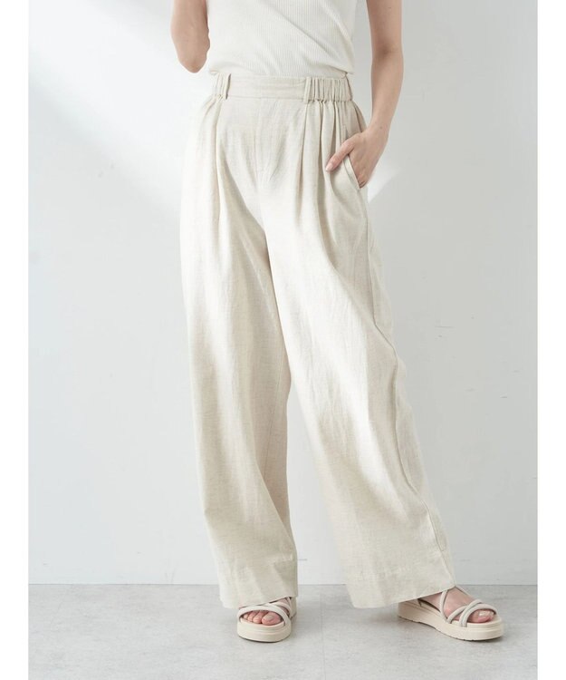 earth music&ecology 綿麻キャンブリッククロップドパンツ Beige