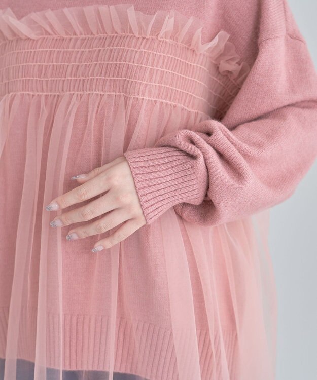 Green Parks ・ＡＮＤＳＥＡＲＣＨ　チュールレイヤードニット Pink