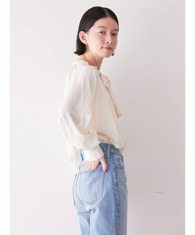 AMERICAN HOLIC イージーケア２ＷＡＹボウタイブラウス Ivory