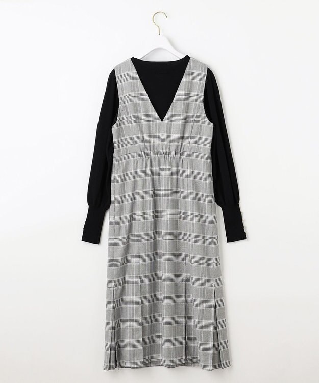 ANY SIS 【2SET】チェック ジャンパースカート× ニット ブラック系3