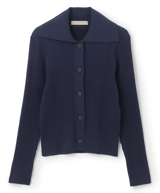 UNFILO 襟付きクロップドカーディガン ネイビー