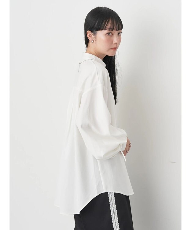 earth music&ecology リボンポイントシャツチュニック Off White