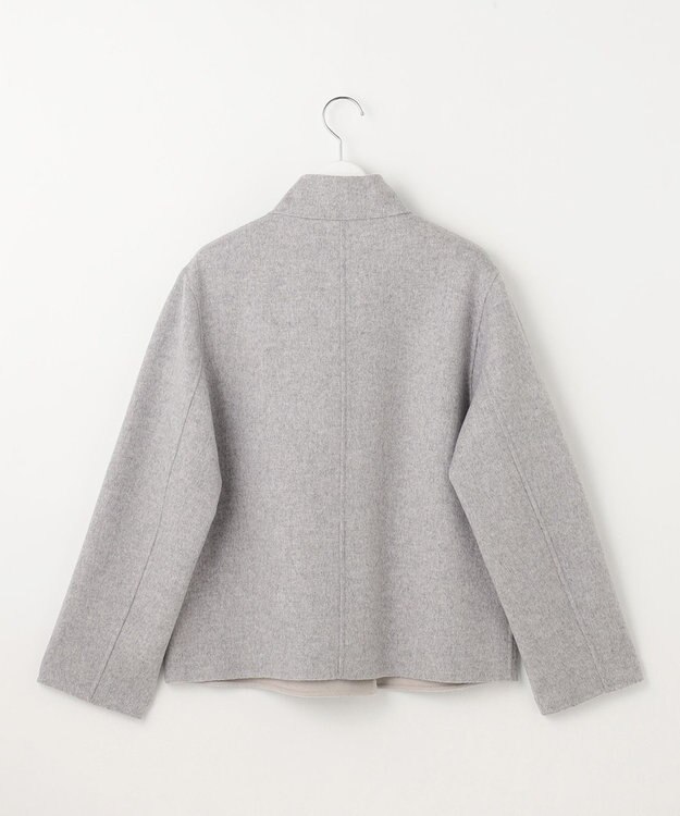 J.PRESS LADIES 【リバーシブル】ウールナイロンリバー スタンドカラー コート ライトグレー×ベージュ系