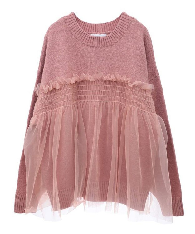 Green Parks ・ＡＮＤＳＥＡＲＣＨ　チュールレイヤードニット Pink