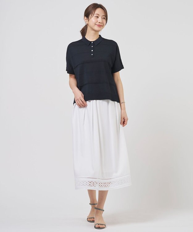 J.PRESS LADIES スパンソフトクロス刺繍 スカート オフ系