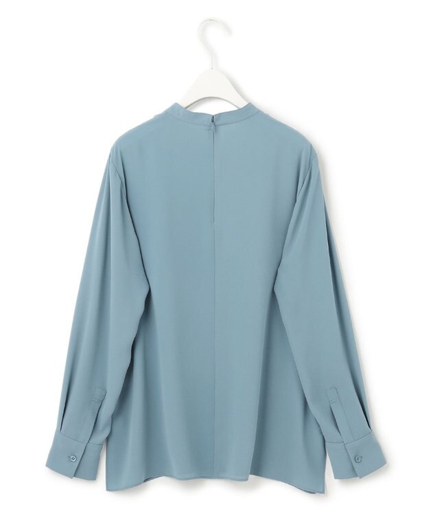 ICB 【洗える・UVケア】BackSatinAmunzen スカーフタイブラウス ライトブルーグレー系