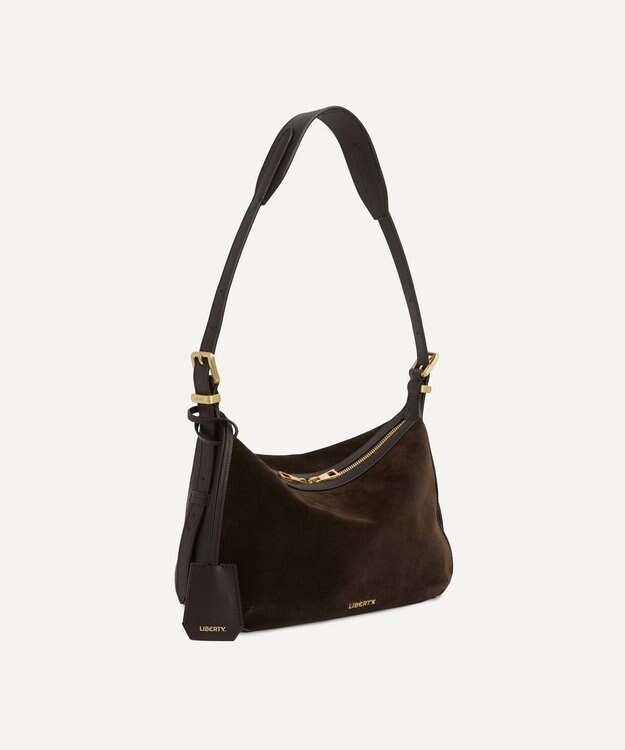 LIBERTY. アイフィス コンプトン スエード ショルダー バッグ ブラウン