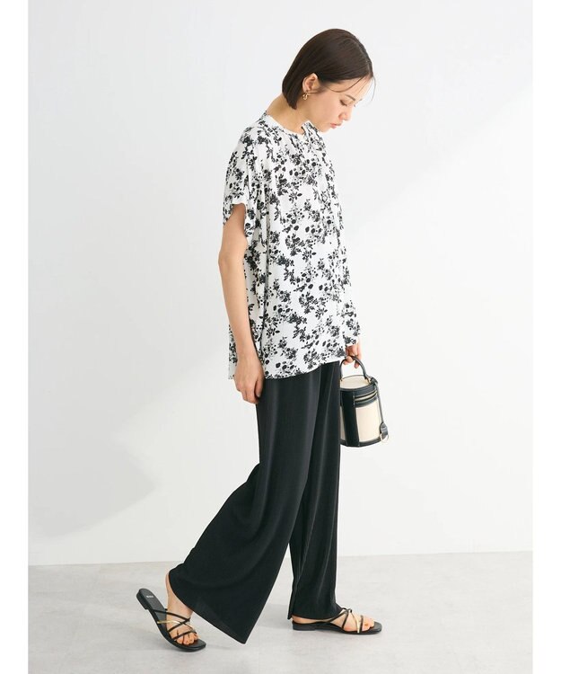 Green Parks アソート柄さらっとレーヨンブラウス Off White