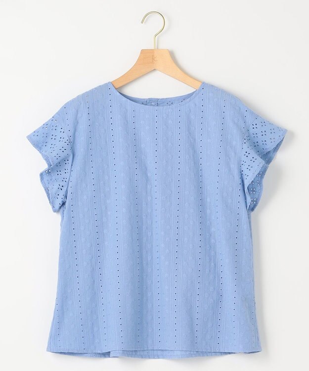 組曲 エンブロイダリーレースフレンチスリーブ ブラウス ヒヤシンスブルー系