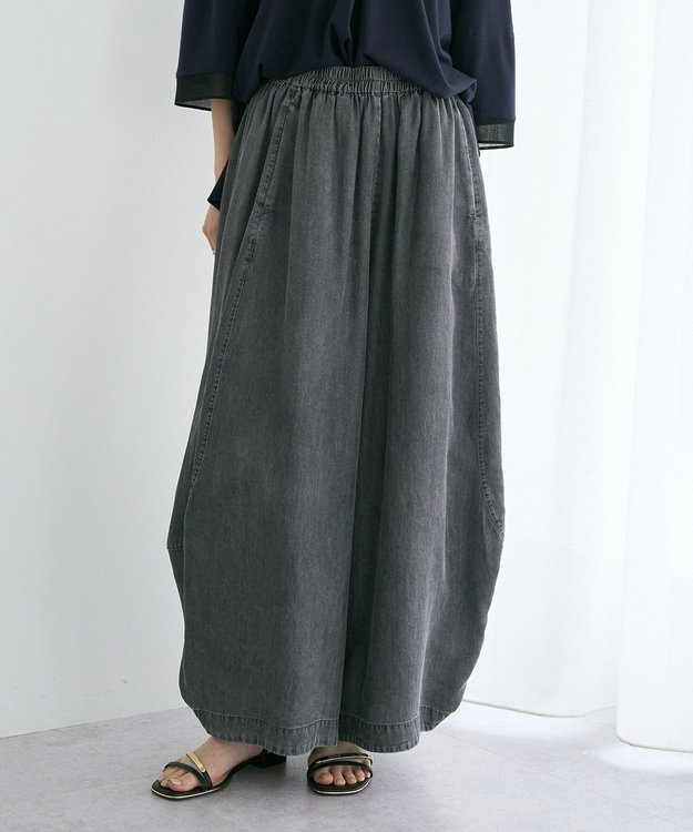 YECCA VECCA デニムコクーンドレープパンツ Black