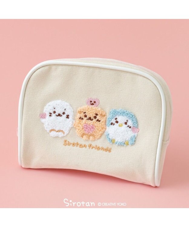 Mother garden しろたん サガラ ポーチ 《お友だち柄》 ベージュ