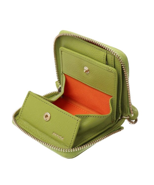 UNBILLION ペルケ perche / ドット型押しパームフィットストラップウォレット グリーン