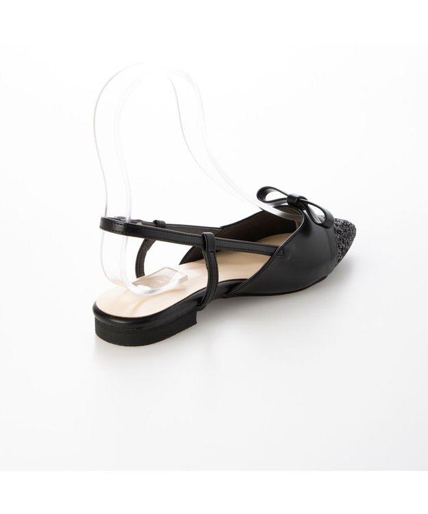 MODE ET JACOMO <carino>グリッターコンビフラットシューズ ブラックコンビ