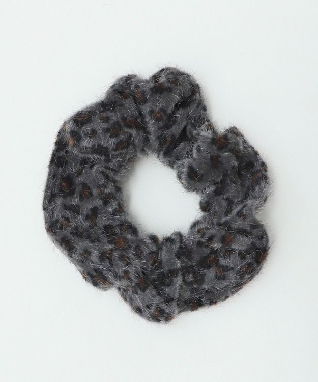 WEGO Lシャギーレオパードシュシュ ダークグレー