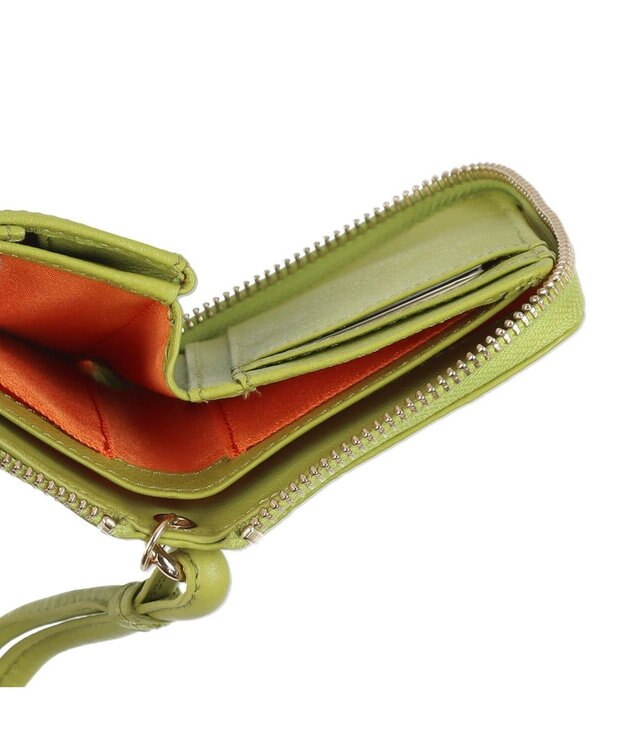 UNBILLION ペルケ perche / ドット型押しパームフィットストラップウォレット グリーン