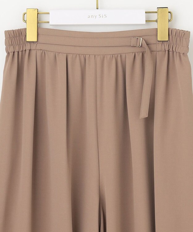 ANY SIS 【洗える】トロミワイドタック パンツ ライトモカ