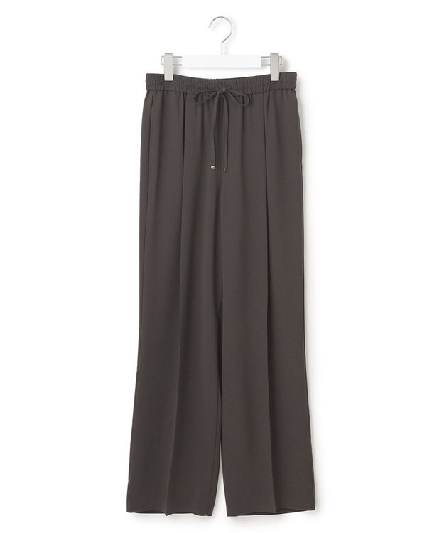 23区 【接触冷感/UVカット/吸水速乾】ストレッチジョーゼット ワイド パンツ ダークブラウン系