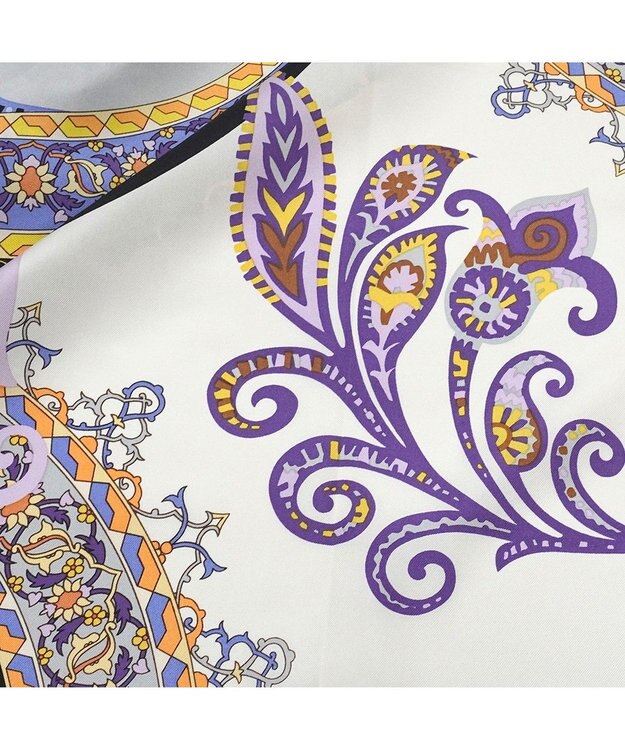 Marca ＜秋の新柄＞【Marcaオリジナル】サークルペイズリー  大判 シルクツイル スカーフ グレー