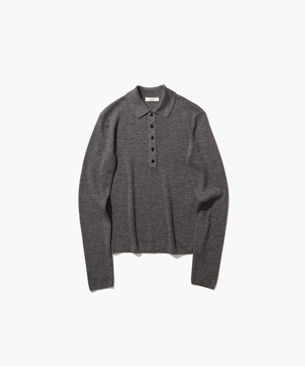 ATON RAMIE WOOL RIB | リブポロセーター CHARCOAL GRAY