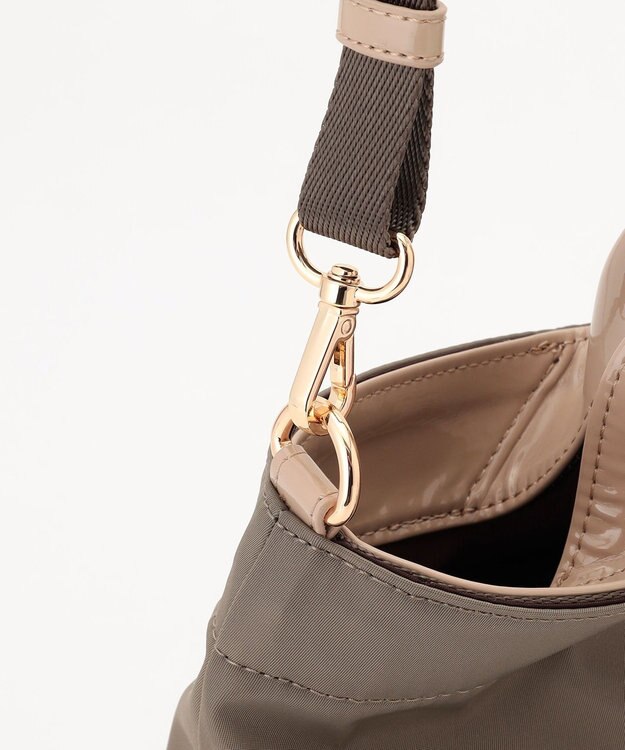 LA BAGAGERIE ツイルナイロン×エナメル 2WAYトートバッグ Sサイズ グレージュ