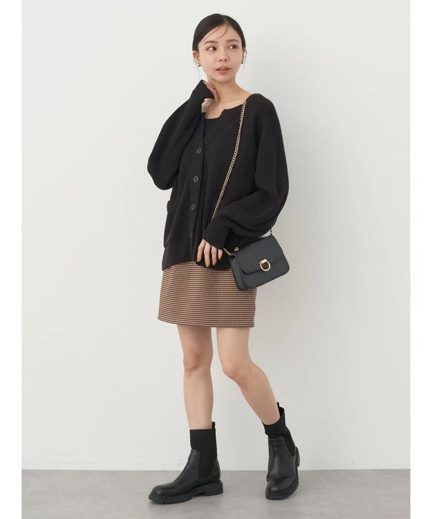 earth music&ecology ブークレーキーネックカーディガン Black