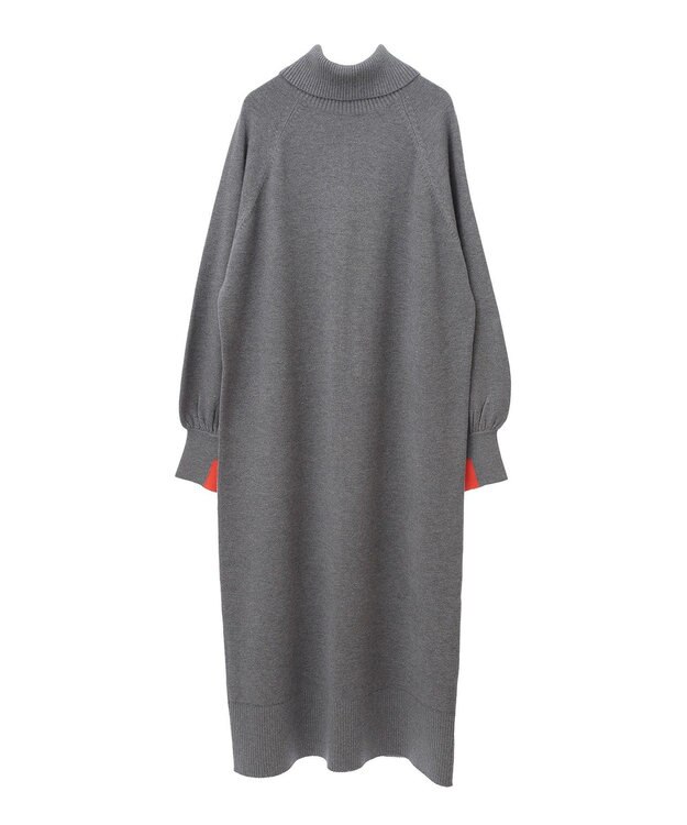 AMERICAN HOLIC バイパチバイカラーモックネックニットワンピース Gray Mixture