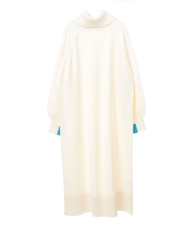 AMERICAN HOLIC バイパチバイカラーモックネックニットワンピース Ivory