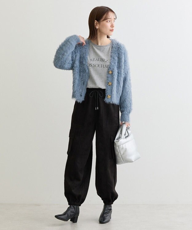 Green Parks ・Ｐｅｔｉｔ　Ｆｌｅｕｒ　シャギーニットカーディガン Sax