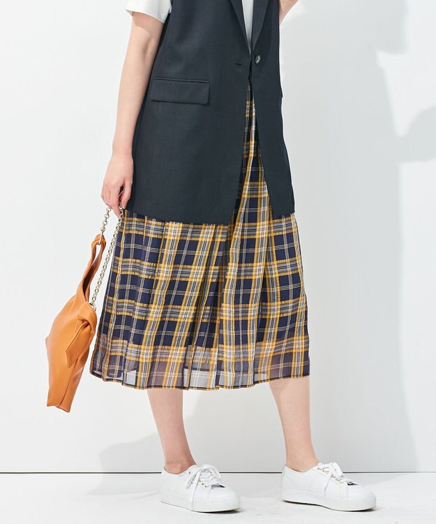 自由区 【WEB限定】シアーチェック ギャザースカート ネイビー系5