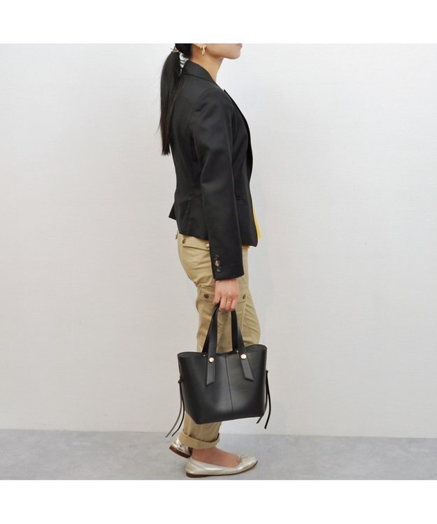 UNBILLION cachecache スタッズポイント両面合皮2wayトートバッグ ブラック