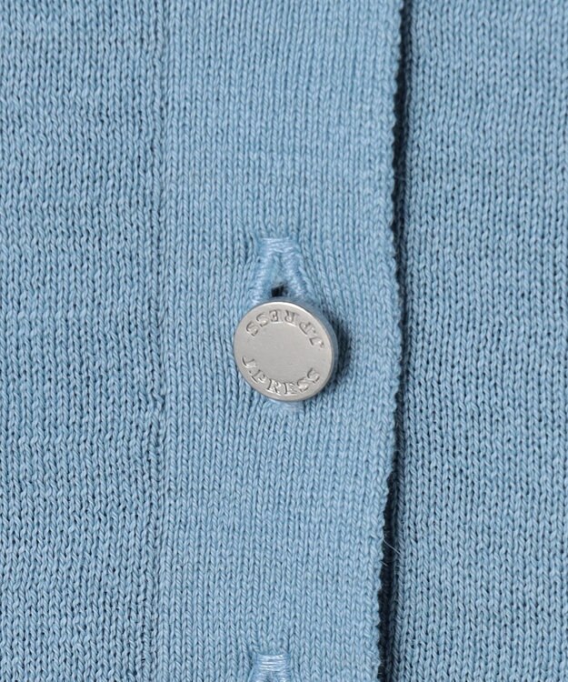 J.PRESS LADIES L DRY COTTON ポロ ニット サックス×ダークブラウン系