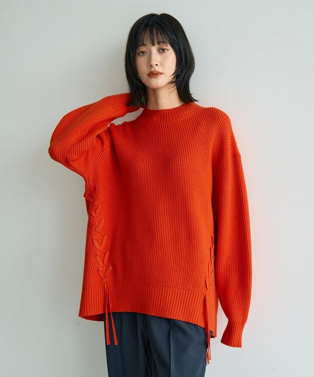 YECCA VECCA レースアップニット Red
