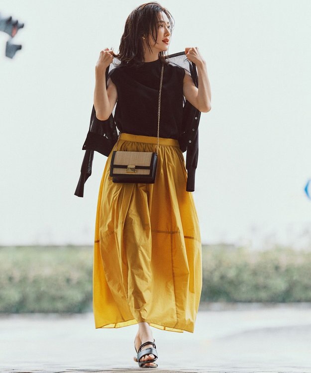 23区 S 【洗える】ヴィスコースストレッチ ノースリーブ プルオーバー ブラック系