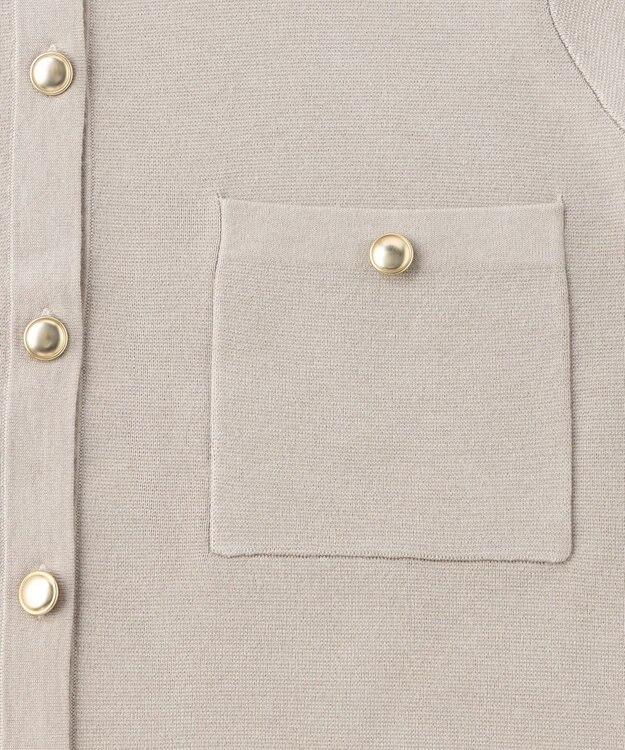 UNFILO 【洗える】金ボタン ニットジャケット グレージュ