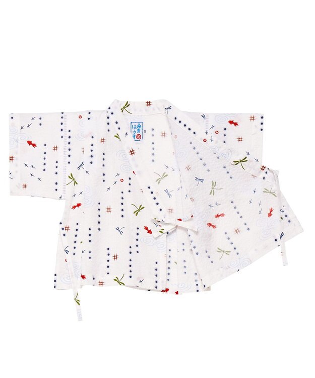 MIKI HOUSE HOT BISCUITS 【ミキハウス】【80-150cm】 金魚・とんぼ和柄の甚平スーツ 白