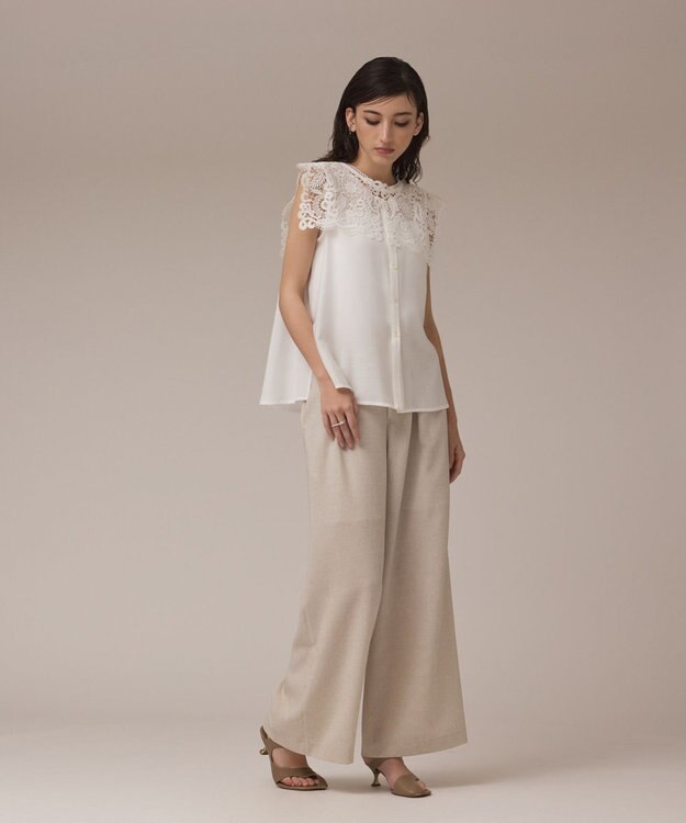 GRACE CONTINENTAL パターンレースカラーブラウス ホワイト