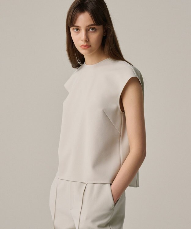 uncrave 【撥水・洗濯機洗い可】プルーフダブルクロス バックオープンブラウス（uncrave WHITE） グレージュ