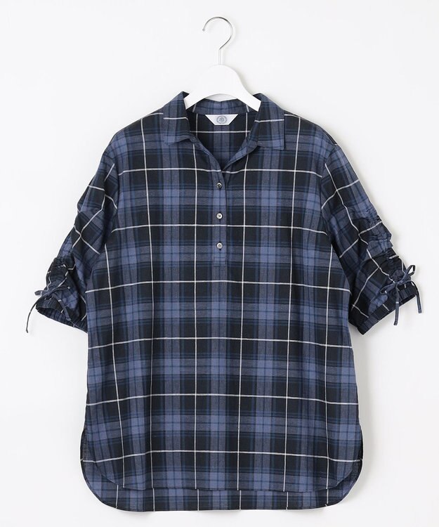 J.PRESS LADIES L 【洗える】モデレートマドラス ギャザースリーブ ブラウス ネイビー系3