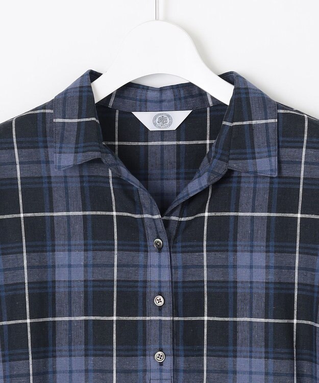 J.PRESS LADIES L 【洗える】モデレートマドラス ギャザースリーブ ブラウス ネイビー系3