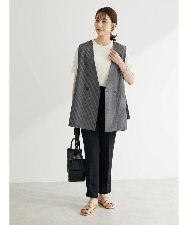 Green Parks アソート柄薄手ベスト Stripe Gray