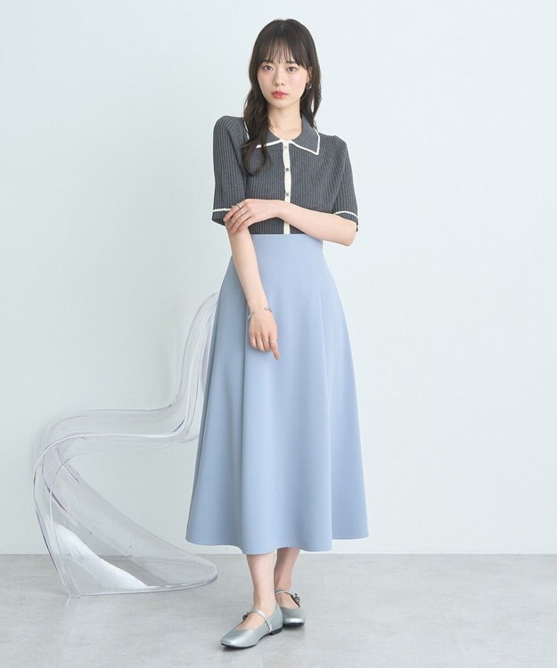 earth music&ecology リブニットカーディガン Charcoal Gray