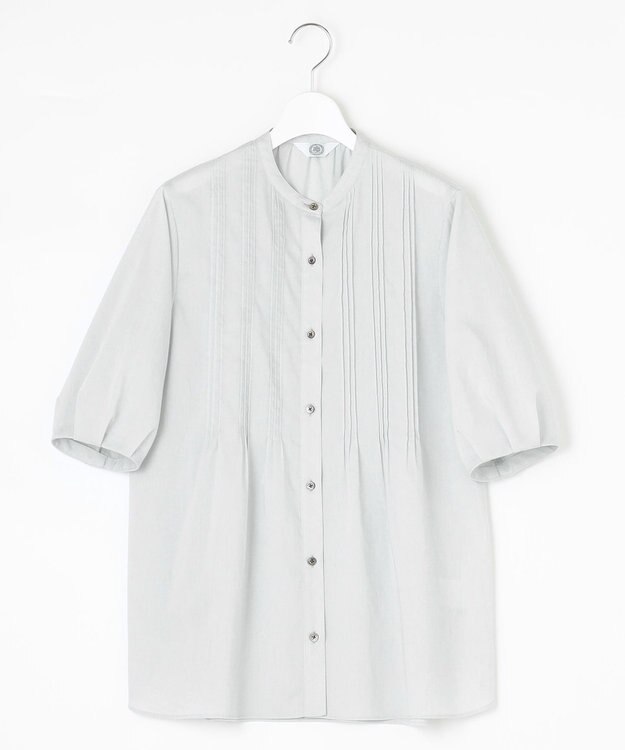 J.PRESS LADIES L 【WEB限定・洗える】ラミーポプリン ピンタック ブラウス ライトグレー系