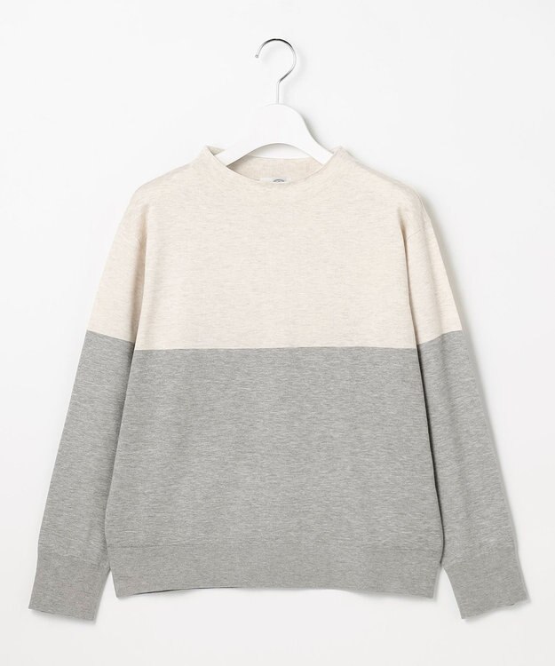 J.PRESS LADIES L Vis/Peスパーク カラーブロッキング ニット オートミール×トップグレー系