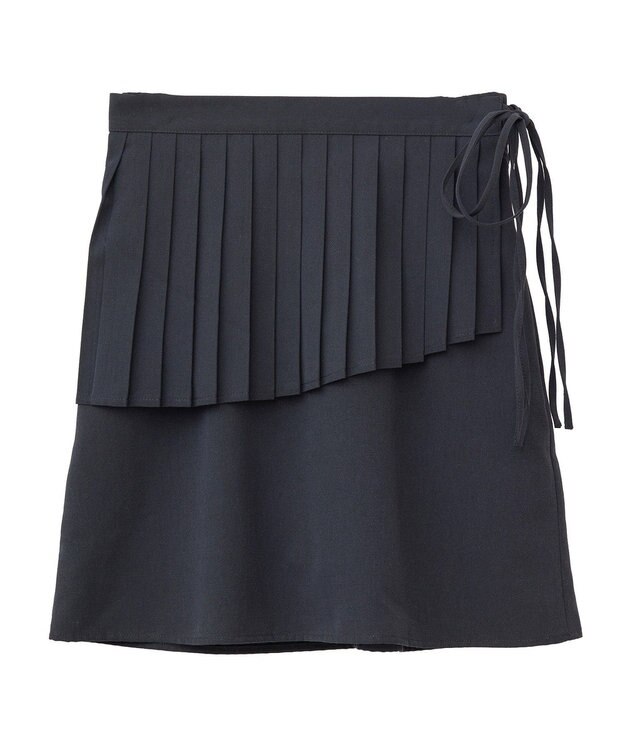 earth music&ecology ＳＥＴ２点プリーツラップスカート＋ミニスカート Black