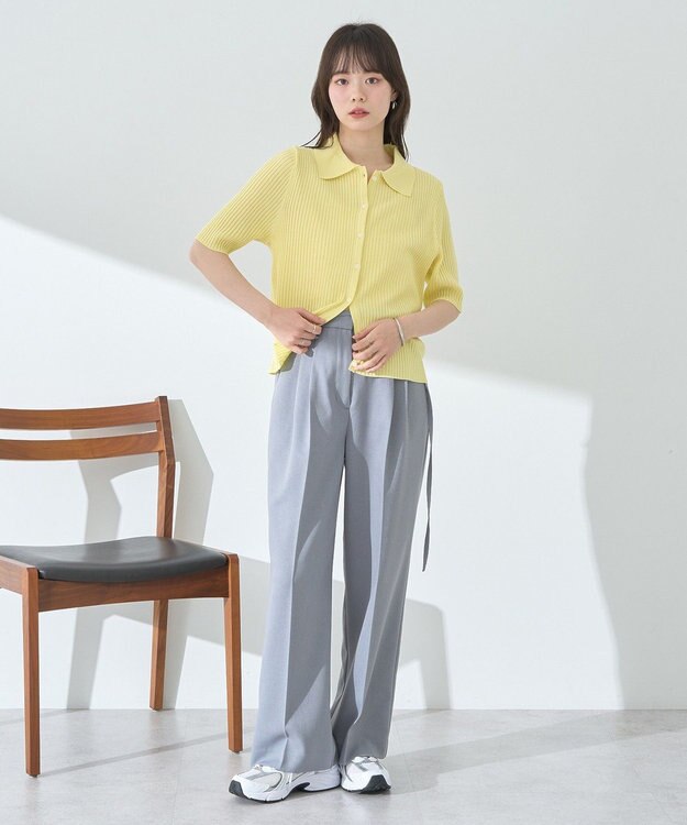 earth music&ecology リブニットカーディガン Yellow