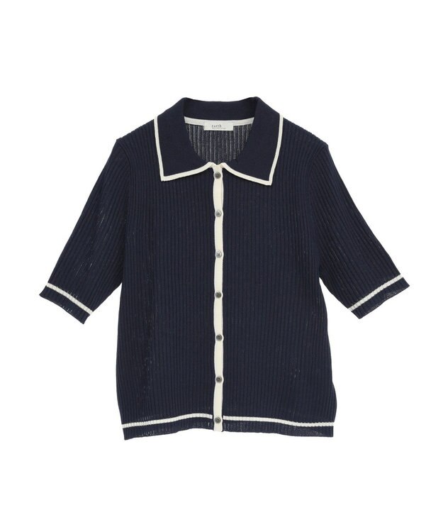 earth music&ecology リブニットカーディガン Navy
