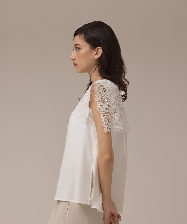 GRACE CONTINENTAL パターンレースカラーブラウス ホワイト